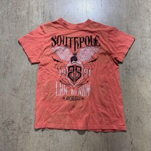 Southpole Shirt Teens Large Orange Live To Ride Biker Graphic Tee 1991 Eagle
